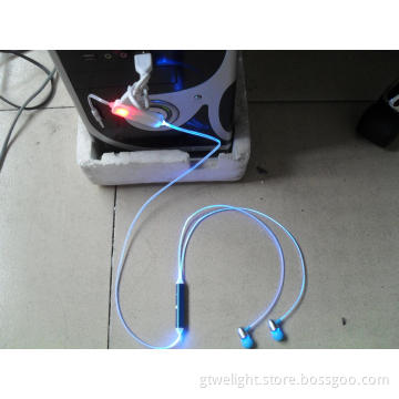 LED Lighting Earphone with USB Charger Cable for Phone MP3